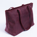 Spacious women's shopper bag with a laptop compartment made from vintage leather Emeli