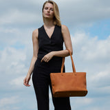 Spacious women's shopper bag with a laptop compartment made from vintage leather Emeli