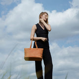 Spacious women's shopper bag with a laptop compartment made from vintage leather Emeli