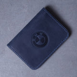 Leather holder for ID card and driver's license with car brand logo
