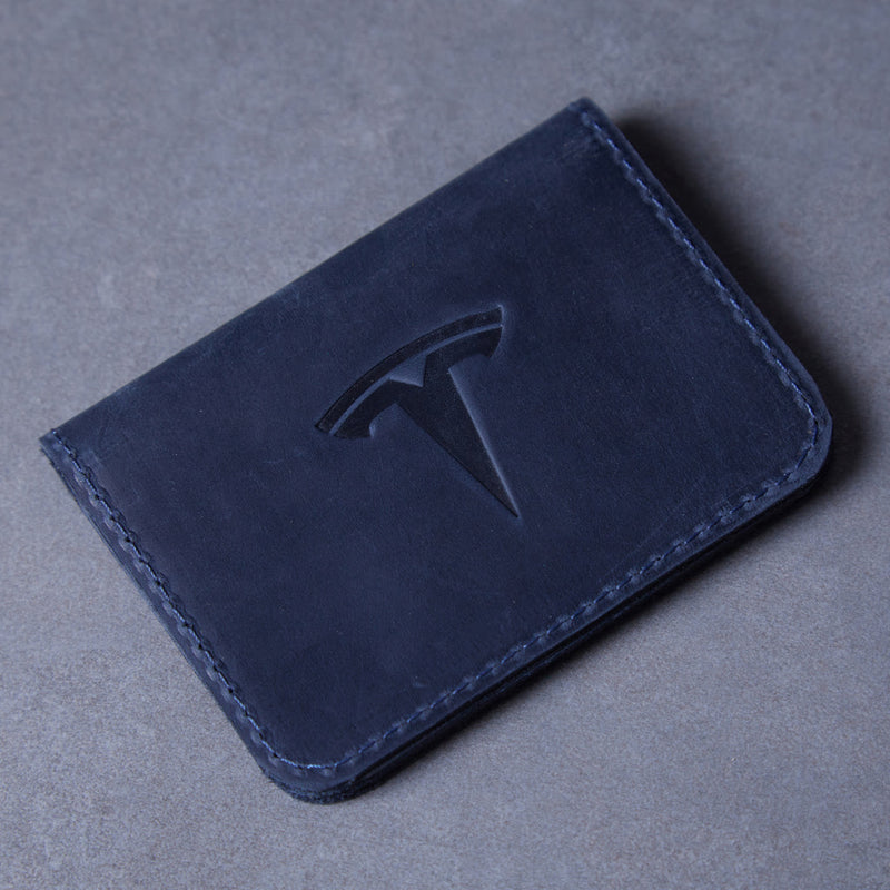 Leather holder for ID card and driver's license with car brand logo
