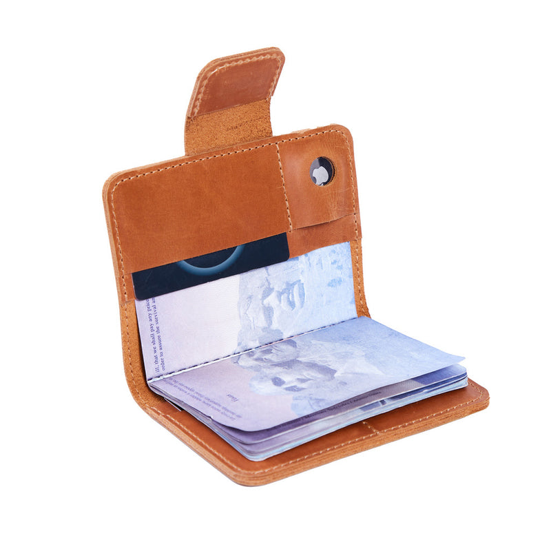 Smart Journey Vintage Leather Passport Cover for Travel with AirTag and Cards Holders