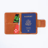 Smart Journey Vintage Leather Passport Cover for Travel with AirTag and Cards Holders