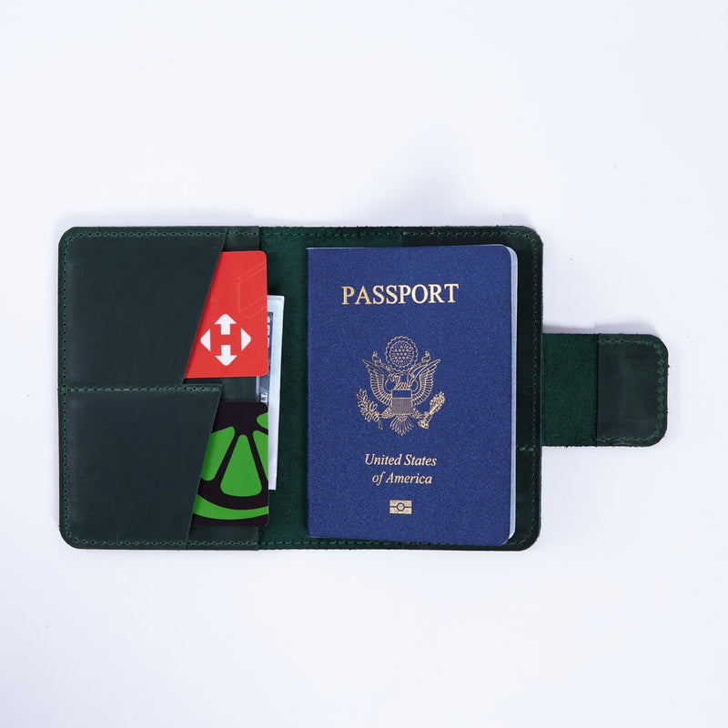 Smart Journey Vintage Leather Passport Cover for Travel with AirTag and Cards Holders