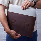 Line Leather Laptop Sleeve without Lining