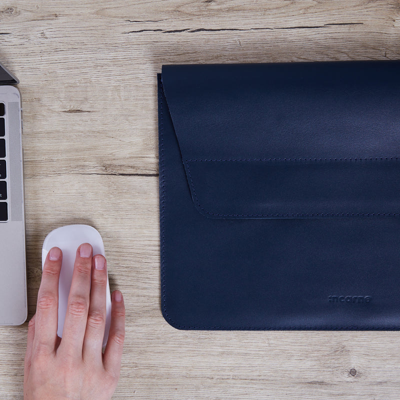 Line Laptop Sleeve Made from Classic Leather without Lining