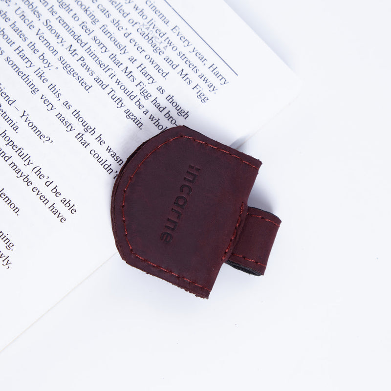 Magnetic bookmark made from vintage leather