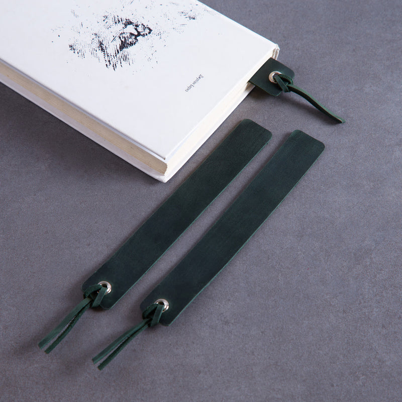 Bookmarks long made from vintage leather (set of 3)