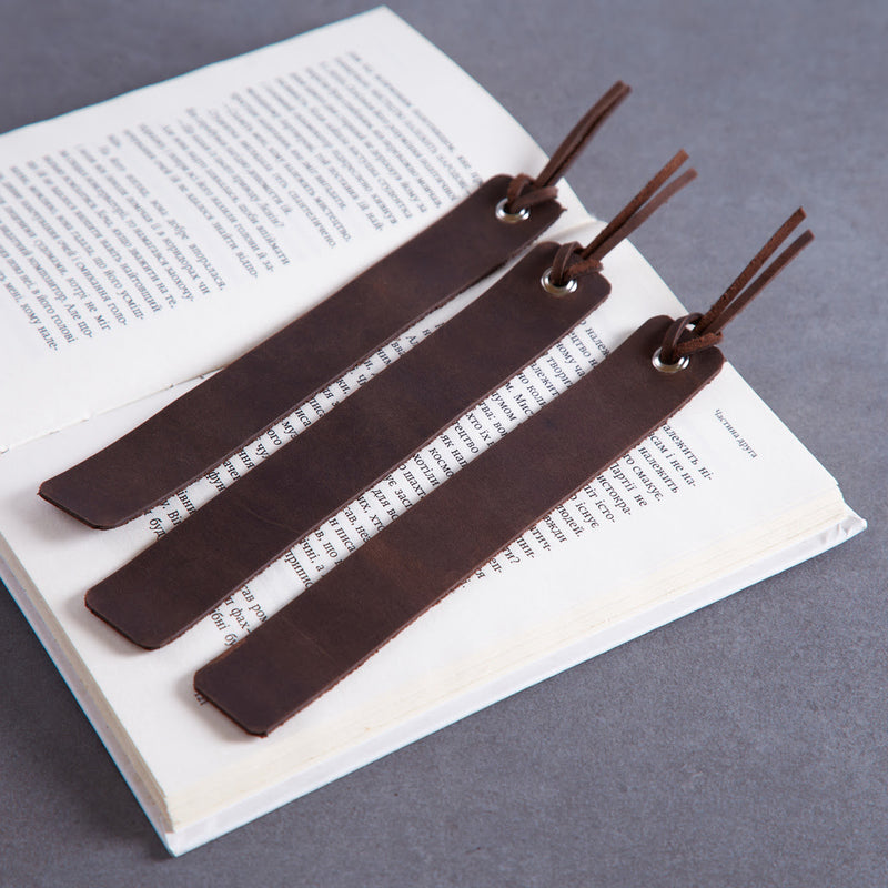 Bookmarks long made from vintage leather (set of 3)