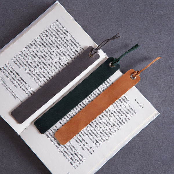 Bookmarks long made from vintage leather (set of 3)