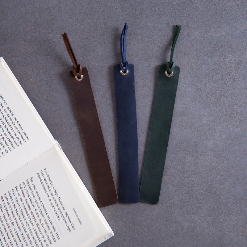 Bookmarks long made from vintage leather (set of 3)