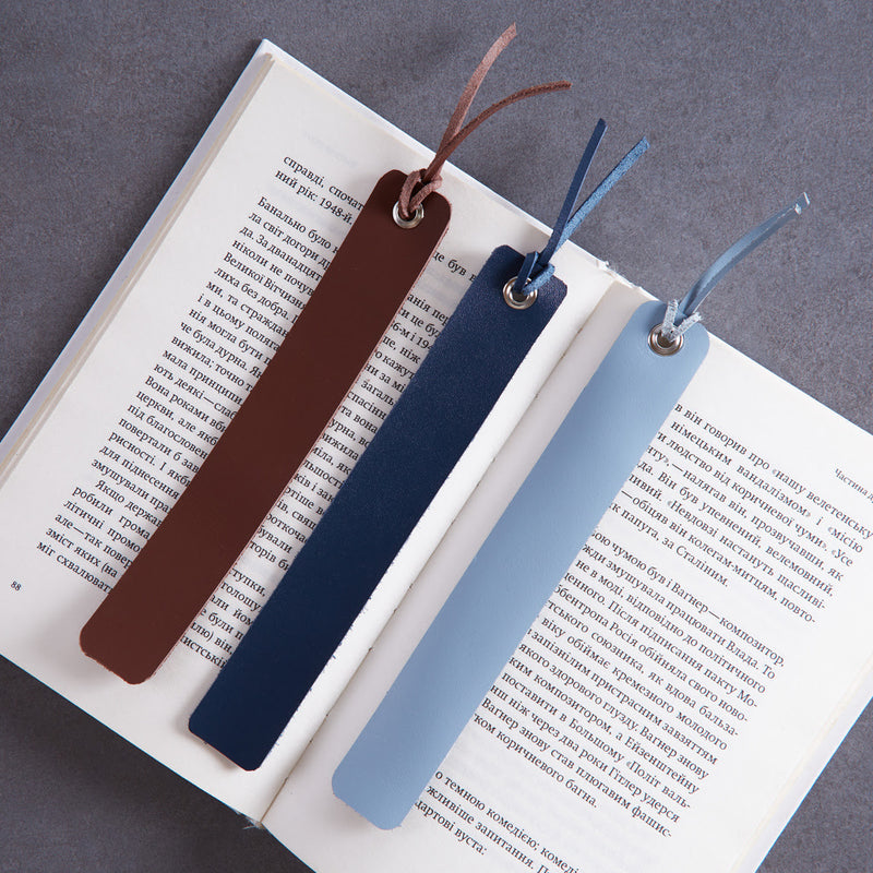 Bookmarks long made from classic leather (set of 3)