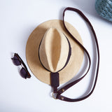 Hat Holder with Belt Made from Vintage Leather Hat Strap