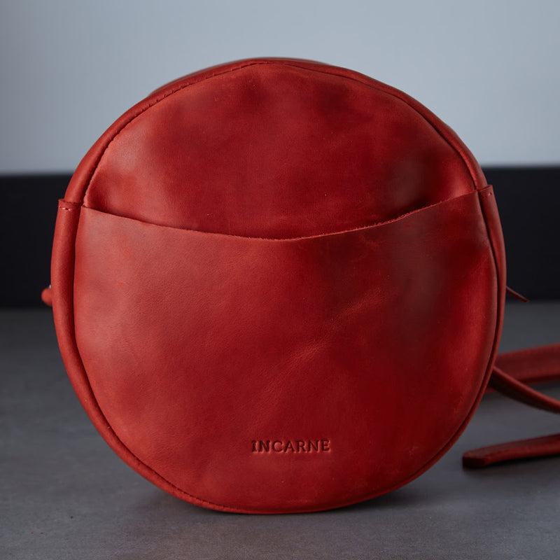 Small Cute Round Crossbody Bag Pu Leather Textured Handbag - Temu