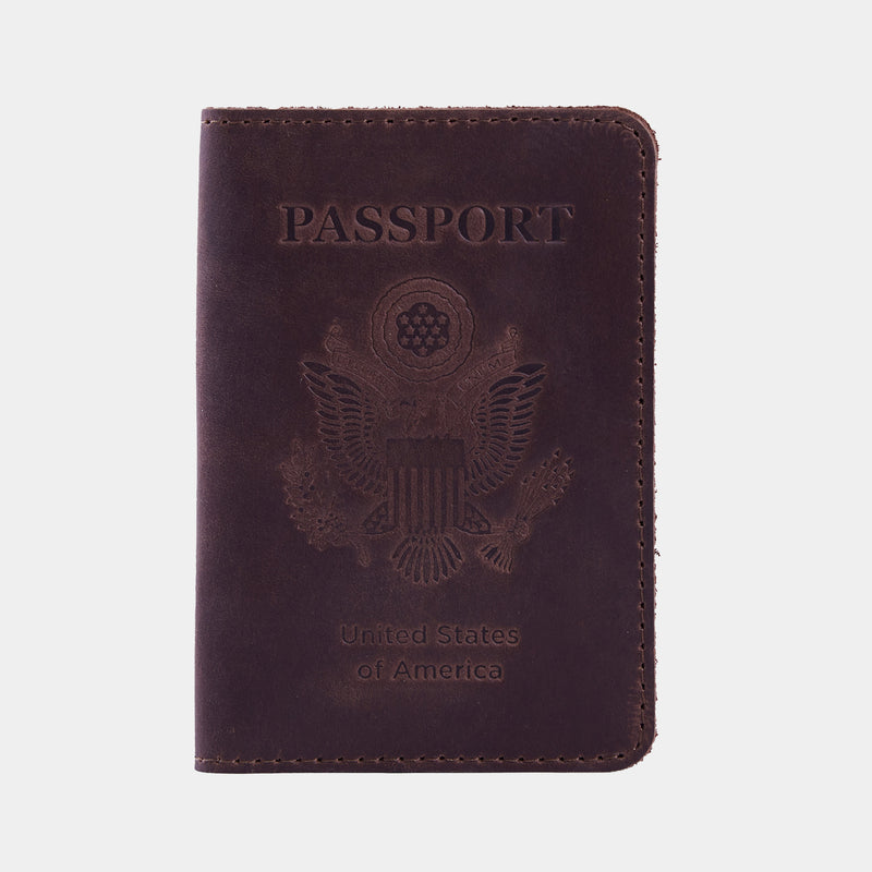 Passport Cover with the Great Seal of the United States Made from Vintage Leather