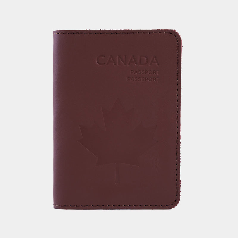 Passport Cover with the national symbol of Canada Made from Classic Leather