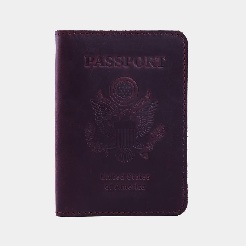 Passport Cover with the Great Seal of the United States Made from Vintage Leather