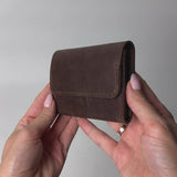 Portefeuille compact anti-RFID Lean en cuir vintage