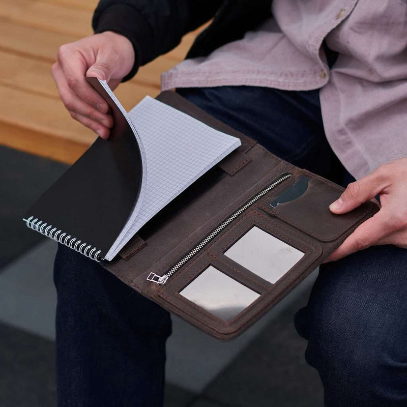 Leather portfolio-organizer for a notebook
