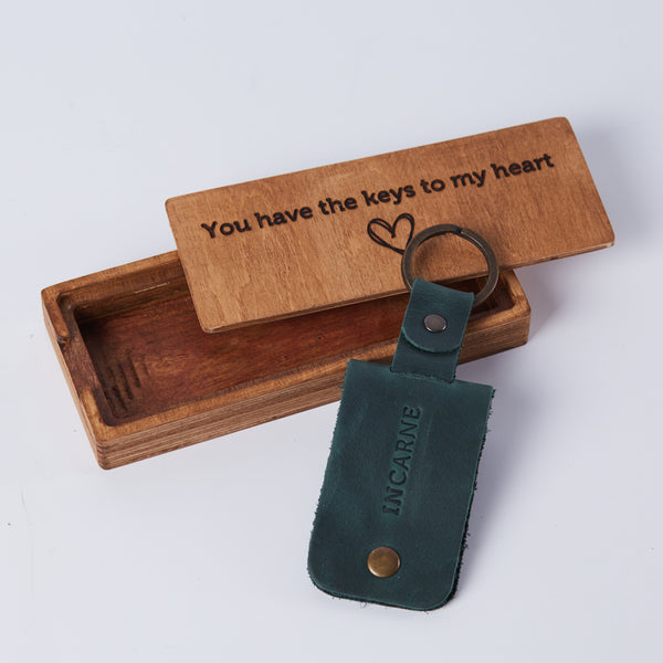 Drvena poklon kutija za privjesak za ključeve "Memories"